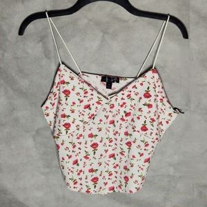 Faded Rose Crop Top With Rose Print